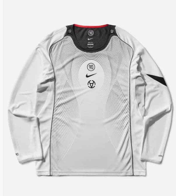 White Nike Total 90 long-sleeve soccer jersey